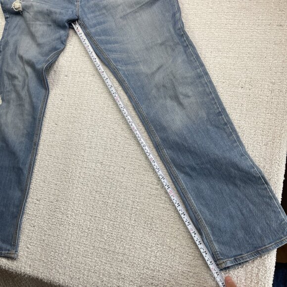Y2K Guess Jeans Men's 36x32 Lincoln Slim Straight Light Blue Distressed Denim - Picture 9 of 13
